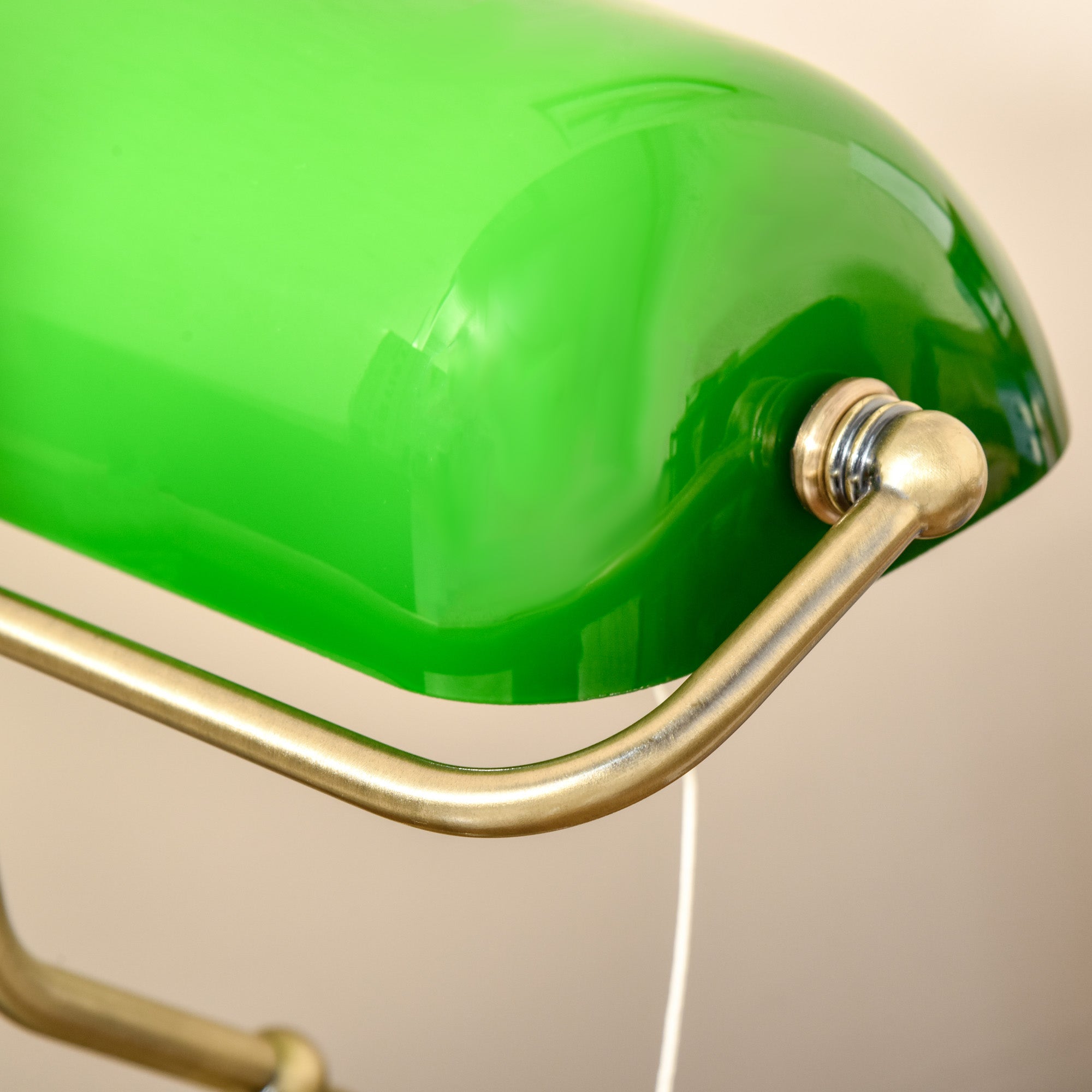 Kozy Banker's Desk Lamp with Antique Bronze Tone Base, Table Lamp with Green Glass Shade for Home Office, Green