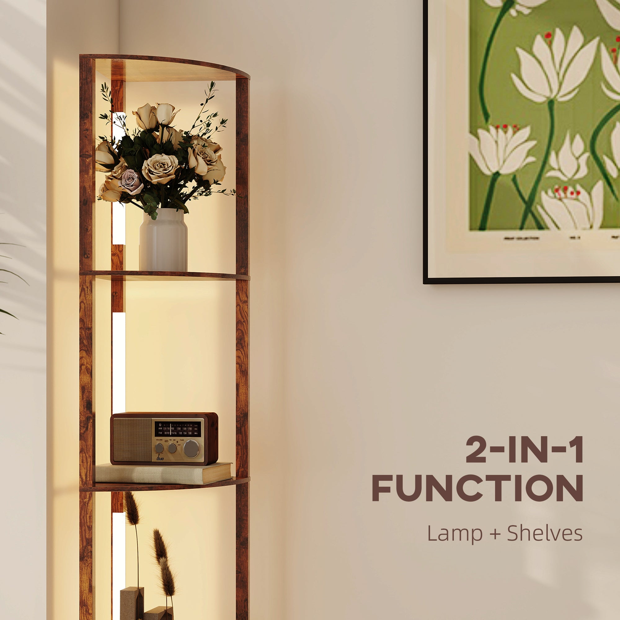 Kozy Three-Tier Corner Floor Lamp