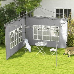 Outsunny Replacement Gazebo Side Panels with Windows, Compatible with 3x3(m) or 3x4m Pop Up Gazebos, 2 Pack, Grey