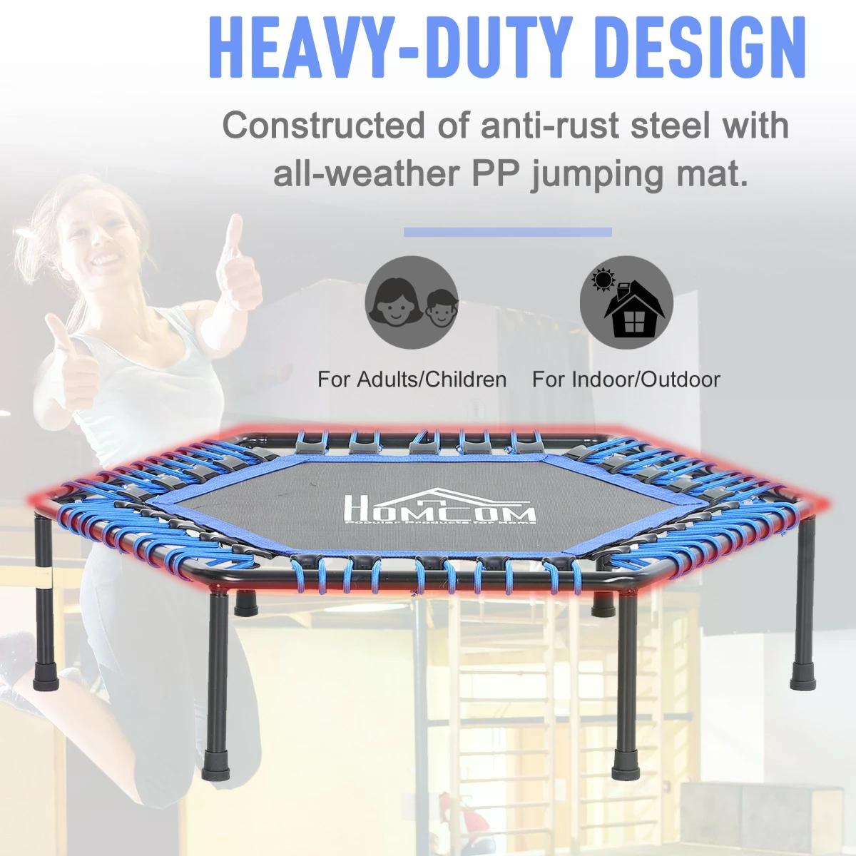 HOMCOM 40" Mini Hexagon Steel Frame Trampoline Blue