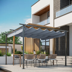 Kozy 3.5 Sliding Pergola Canopy Metal Pergola Retractable Canopy for Garden Shade, Grey