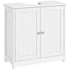 Kozy Under Sink Bathroom Cabinet, Freestanding Under Sink Cabinet with 2 Doors and Adjustable Shelf for Basin without or with Pedestal, White