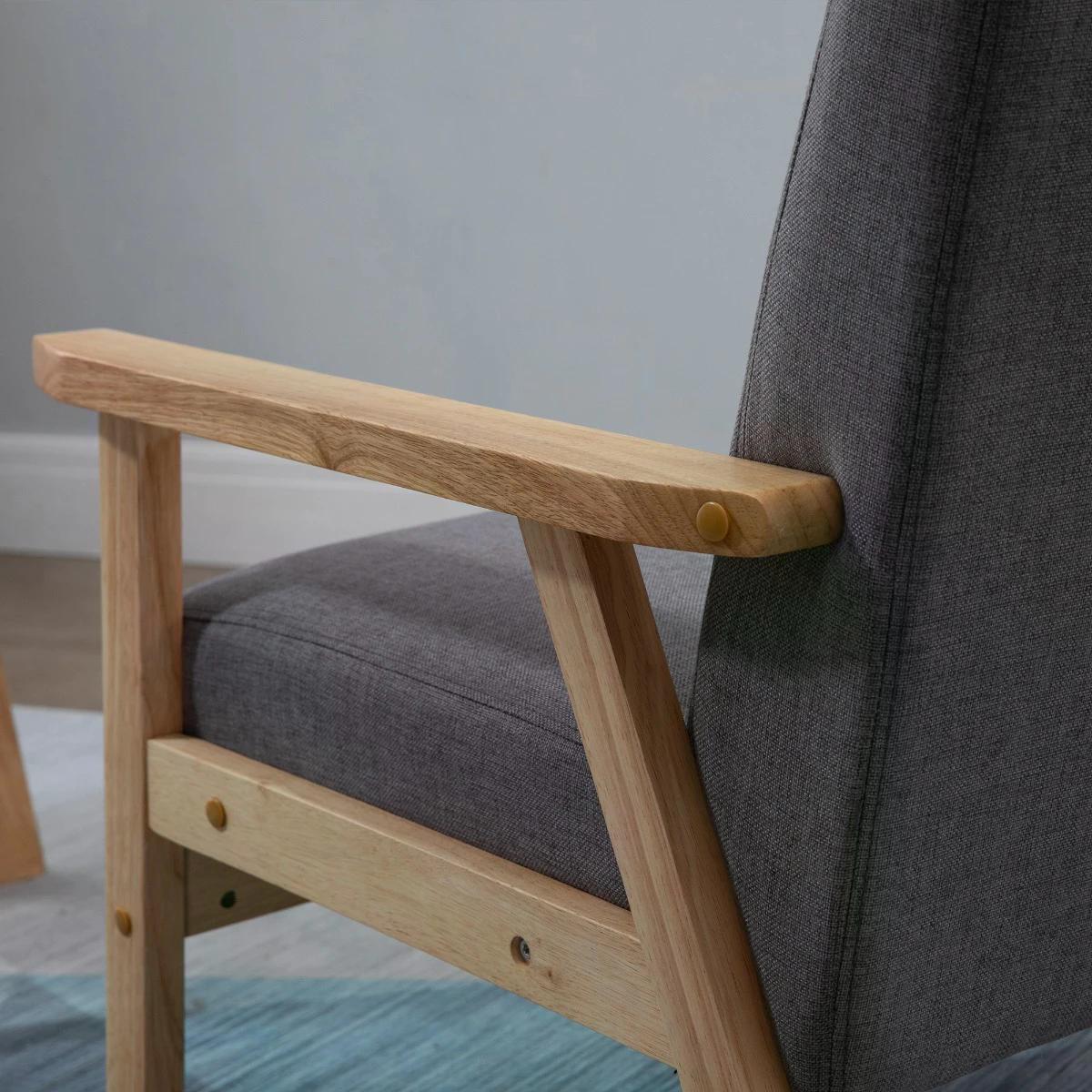 Kozy Minimalistic Wooden Frame Accent Chair, with Padded Seat