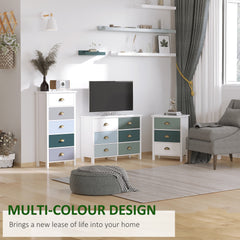 Kozy Slim Storage Cabinet Organiser, Chest of Drawers, 5-Drawer Dresser with Metal Handle for Living Room, Bedroom, Blue