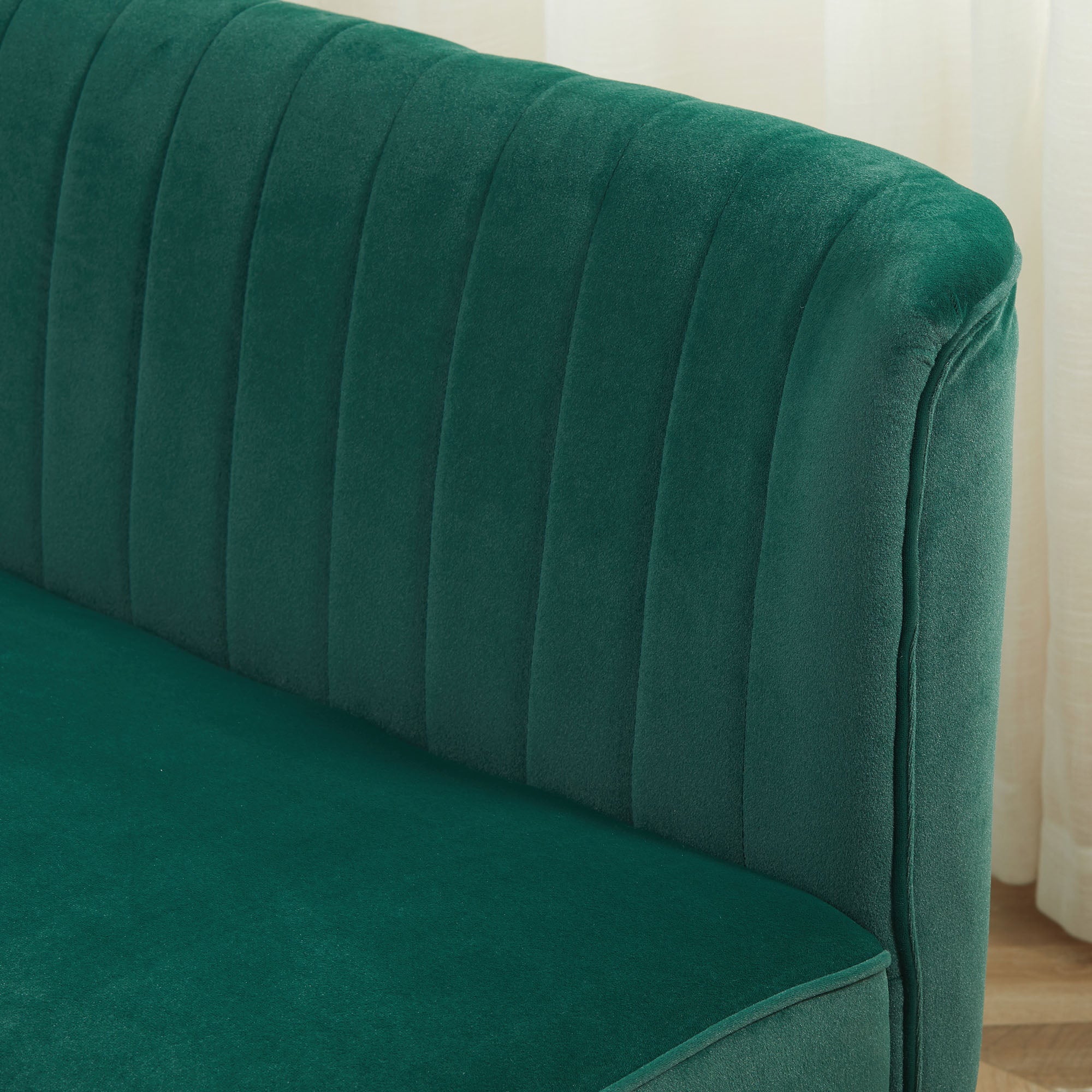 Kozy - Modern Velvet Double Seat Sofa w/ Wood Frame Foam Padding High Back Soft Comfortable Compact Couch Green