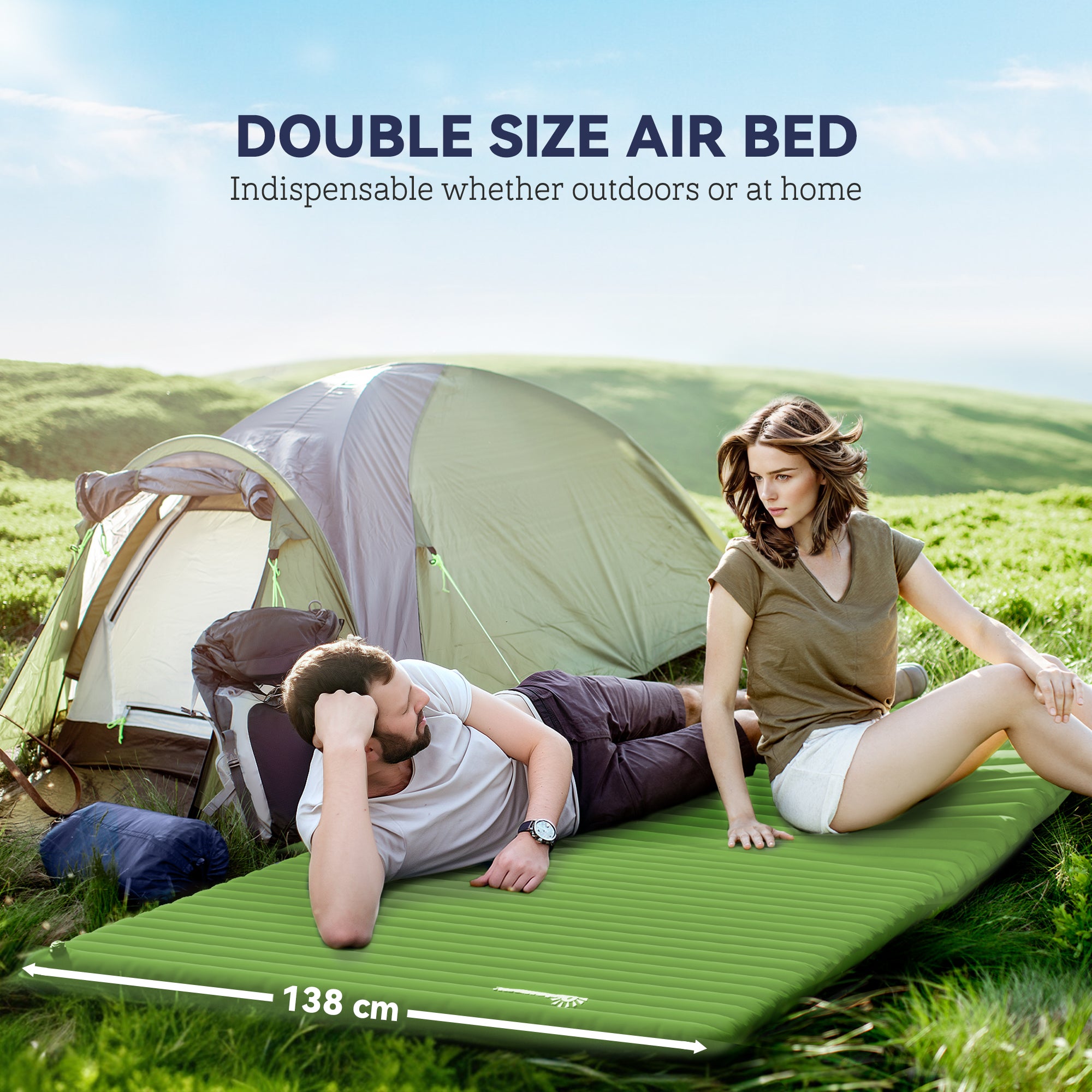 Kozy 2 Person Camping Inflatable Mattress - Green