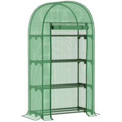 Kozy 4 Tier Mini Greenhouse for Outdoor, Portable Gardening Plant Green House with Storage Shelf, Roll-Up Zipped Door, Metal Frame and PE Cover, 80 x 49 x 160cm, Green