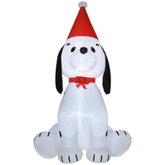 Kozy 6ft Inflatable Christmas Puppy Dog Wearing Santa Hat Lighted Outdoor Decoration Blow Up Decor for Holiday Indoor