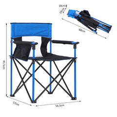 Outsunny Folding Camping Chair, Metal Frame with Sponge Padding and Storage Pockets, Portable Design, Blue