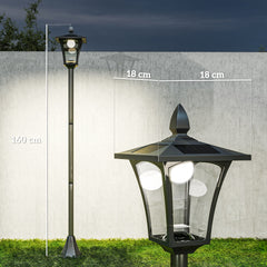 Kozy Outdoor Garden Solar Post Lamp Sensor Dimmable LED Lantern Bollard Pathway 1.6M Tall – Black