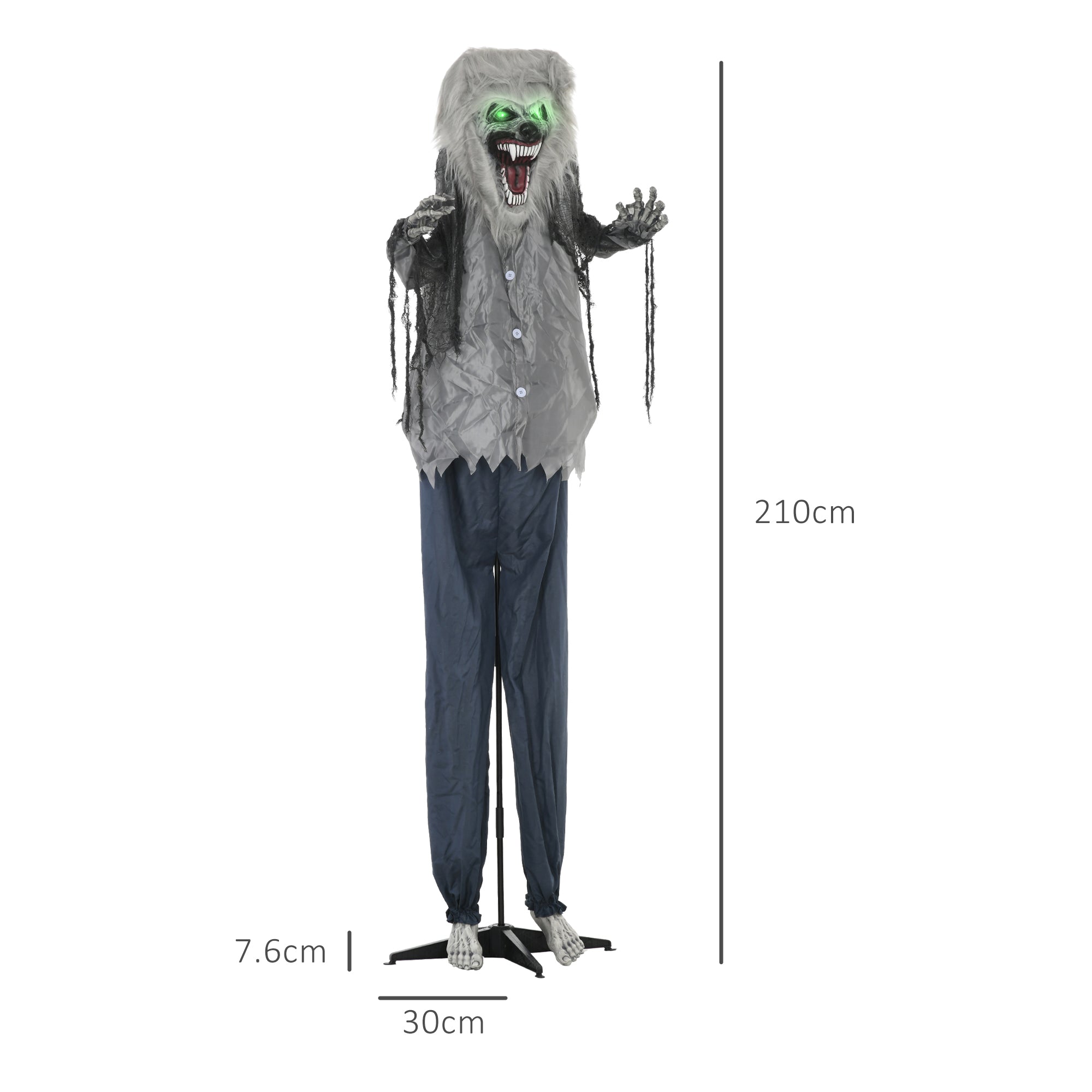 Kozy - 6'8" Skeleton Werewolf Halloween Animatronic, with Glowing Eyes
