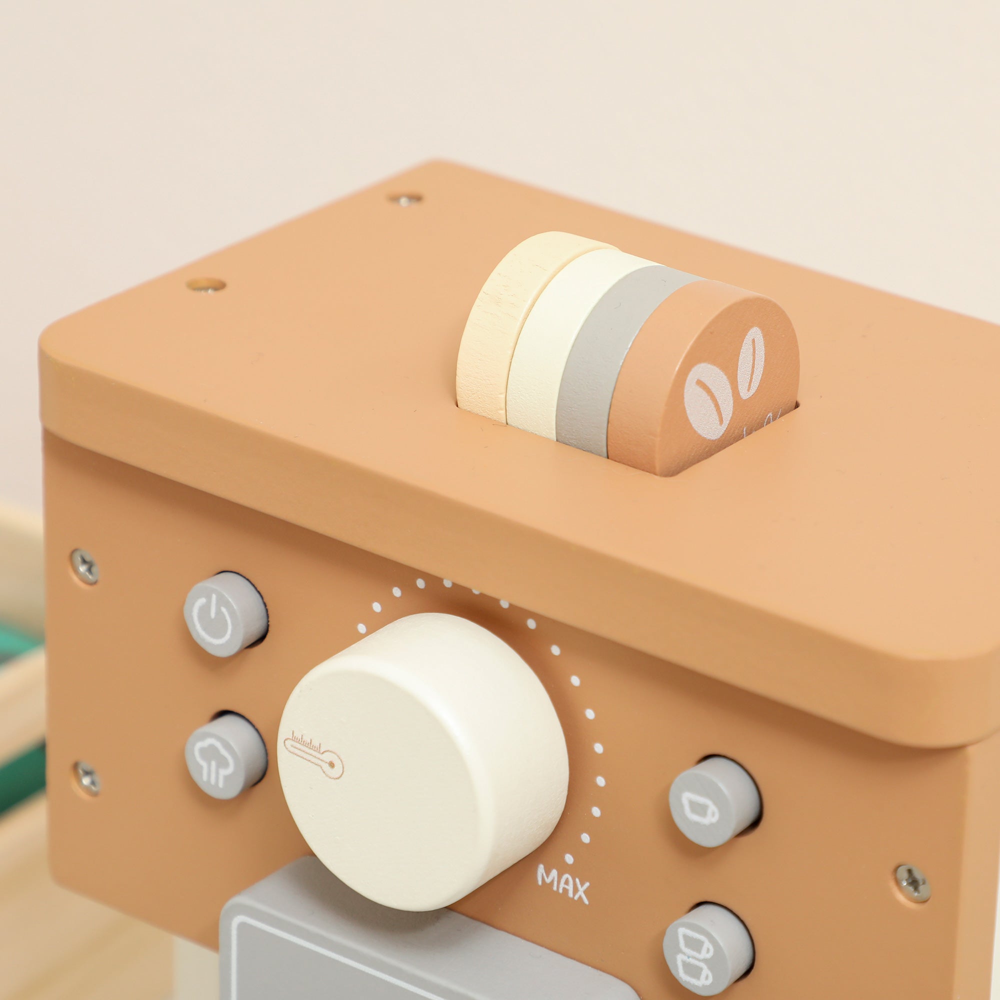 Kozy Kids Wooden Coffee Machine Toy, Pretend Play Kitchen Accessories Gift for Boys and Girls Ages 3+