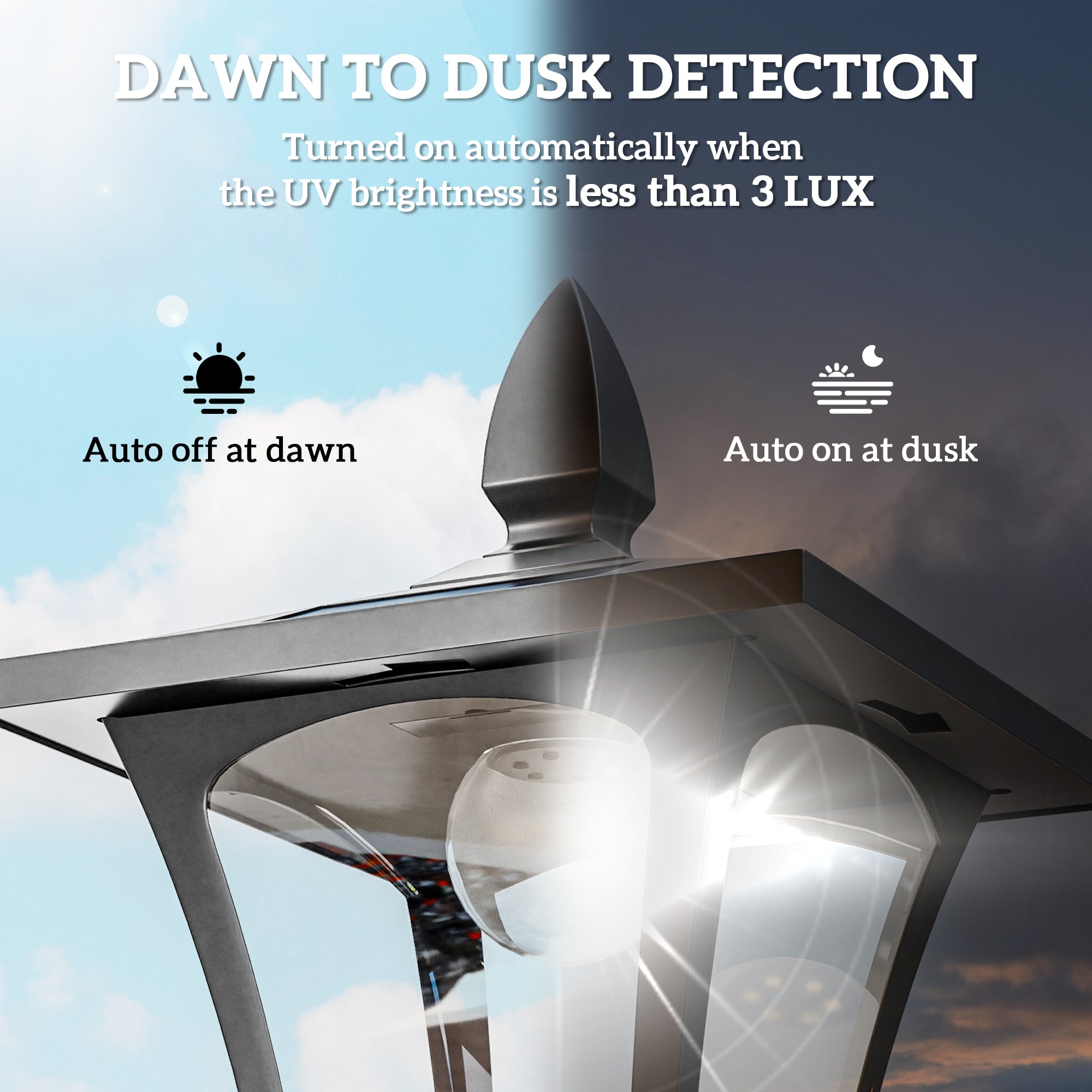 Kozy Outdoor Garden Solar Post Lamp Sensor Dimmable LED Lantern Bollard Pathway 1.6M Tall – Black