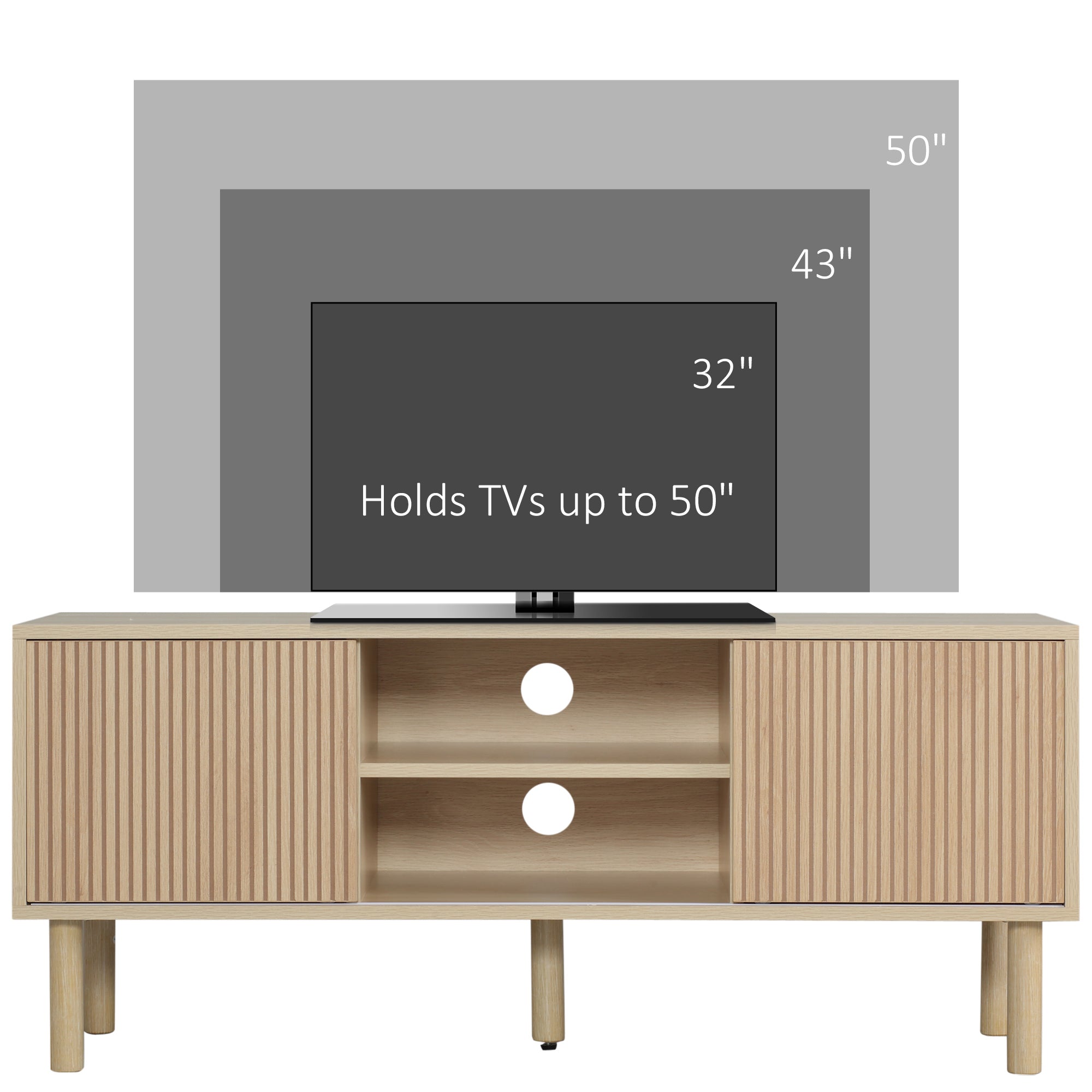 Kozy Sliding Door TV Cabinet Stand - Oak Wood-Effect