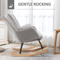 HOMCOM Berber Fleece Nursery Glider Rocker for Nursing, Wingback Rocking Chair for Living Room, Light Grey