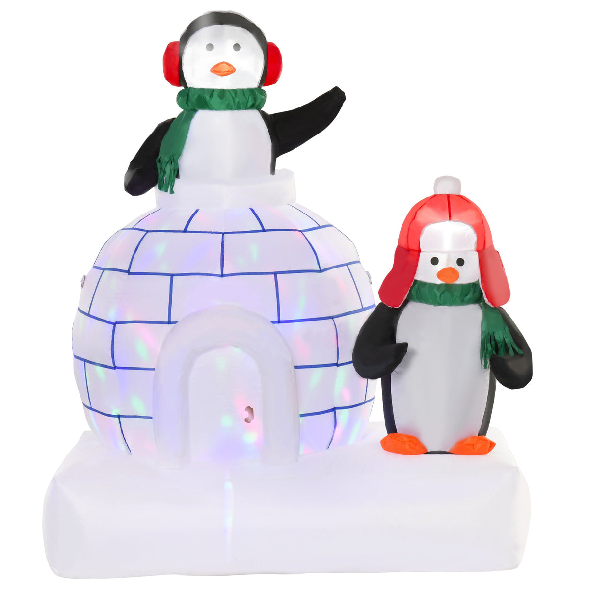 Kozy 5ft Christmas Inflatable Two Penguins Wearing a Scarf with Ice House Blow Up Decor Home Indoors with Built-in LED Lights Outdoor Toys in Lawn Garden
