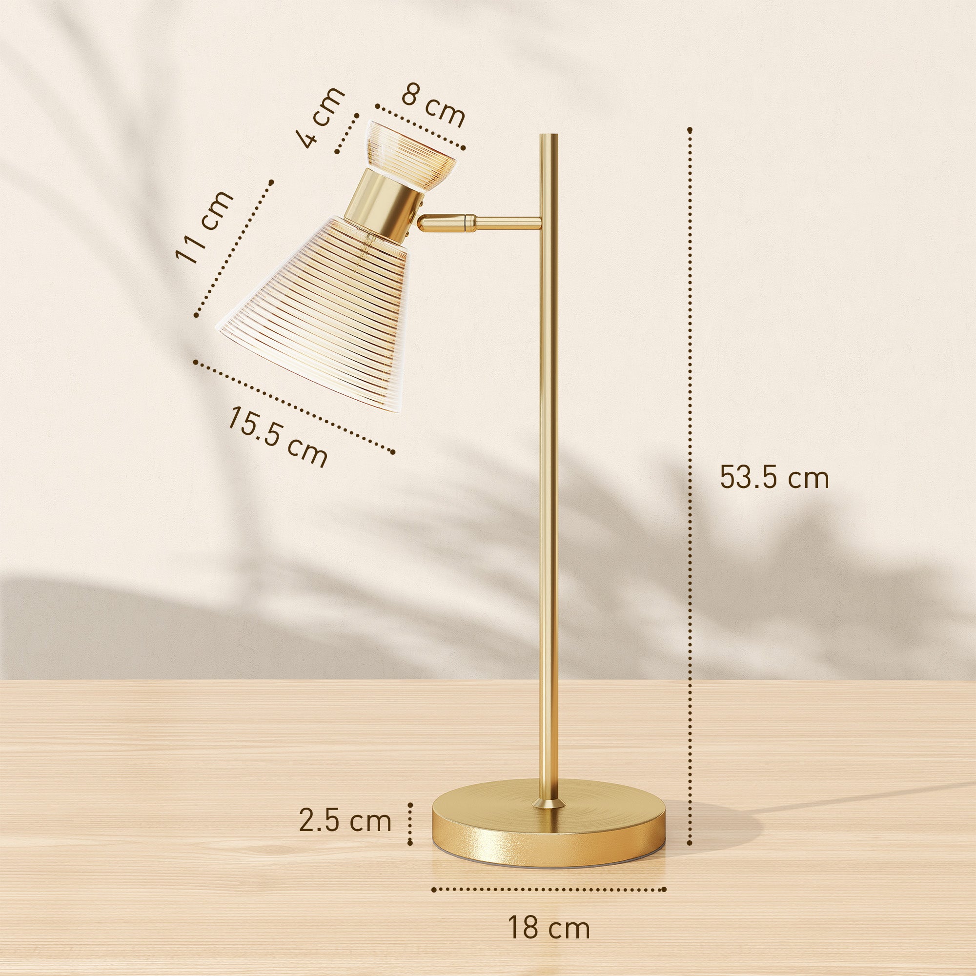 Kozy Modern Table Lamp, Bedside Lamp with Adjustable Flower-Shaped Head and E27 Socket for Living Room Bedroom Study, Bulb Not Included, Gold Tone