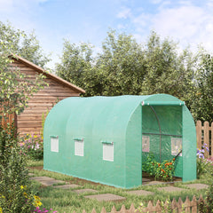 Kozy 4 x 2 x 2 m Polytunnel Greenhouse with Roll-up Door and 6 Mesh Windows, Walk-in Garden Tunnel Warm House Tent with UV-resistant PE Cover and Galvanised Steel Frame, Green