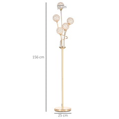 Kozy Crystal Floor Lamps for Living Room Bedroom with 5 Light, Modern Upright Standing Lamp, 34x25x156cm, Gold Tone