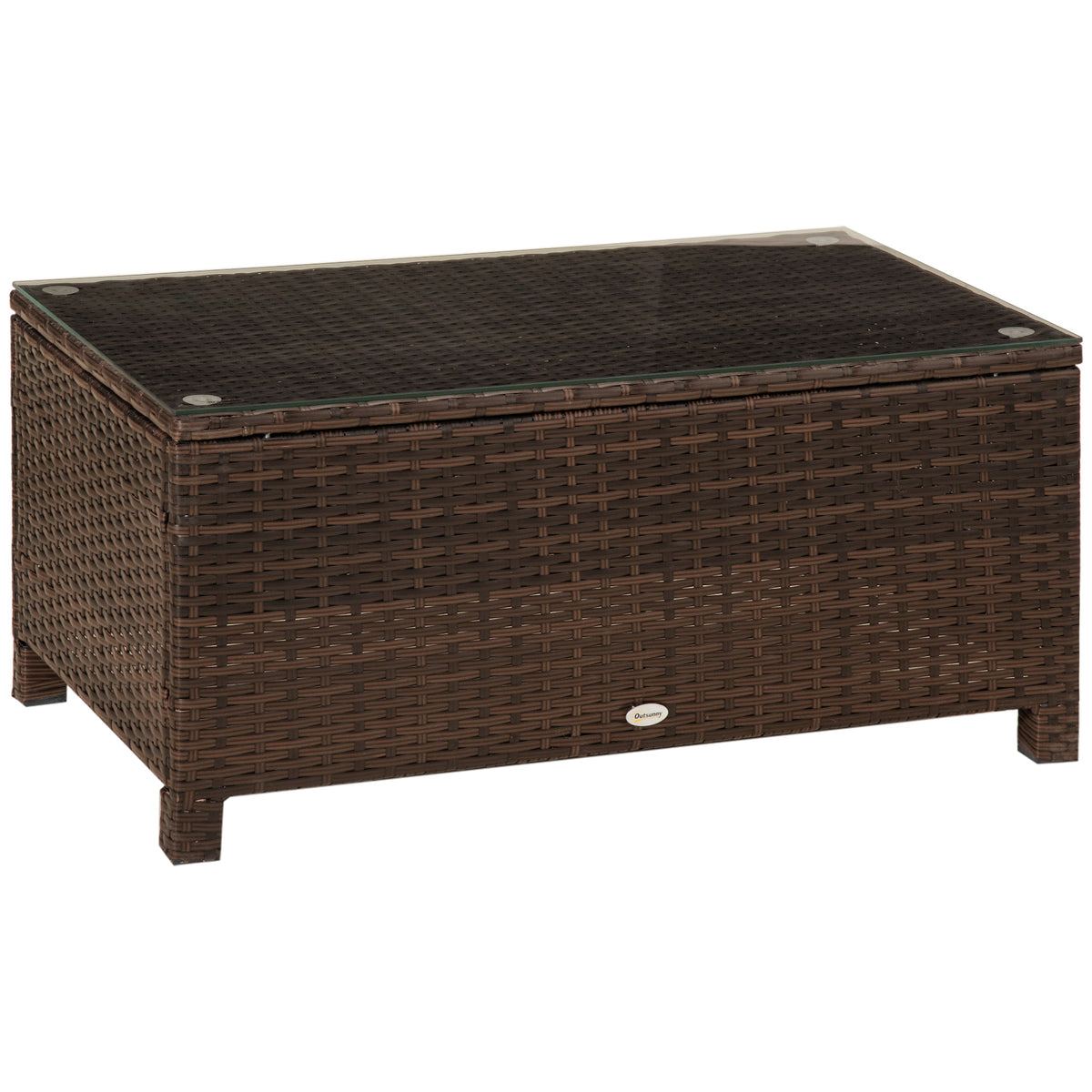 Kozy PE Rattan Garden Coffee Table with Glass Table Top - Brown