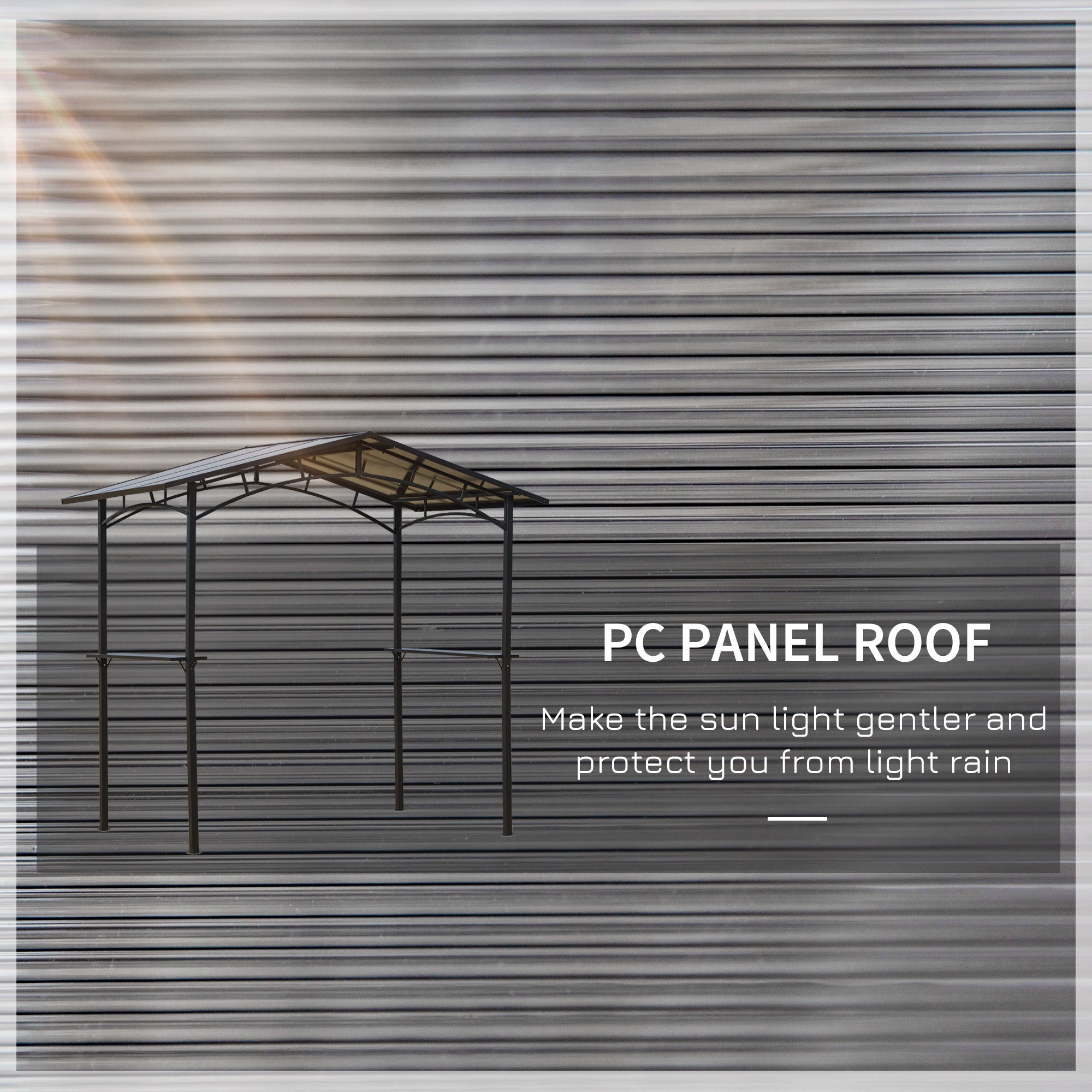 Kozy 8ft x 5ft Outdoor BBQ Protective Gazebo Tent Aluminium Steel Frame w/ 2 Shelves Hardtop Roof Canopy Ground Stakes Safe Cooking