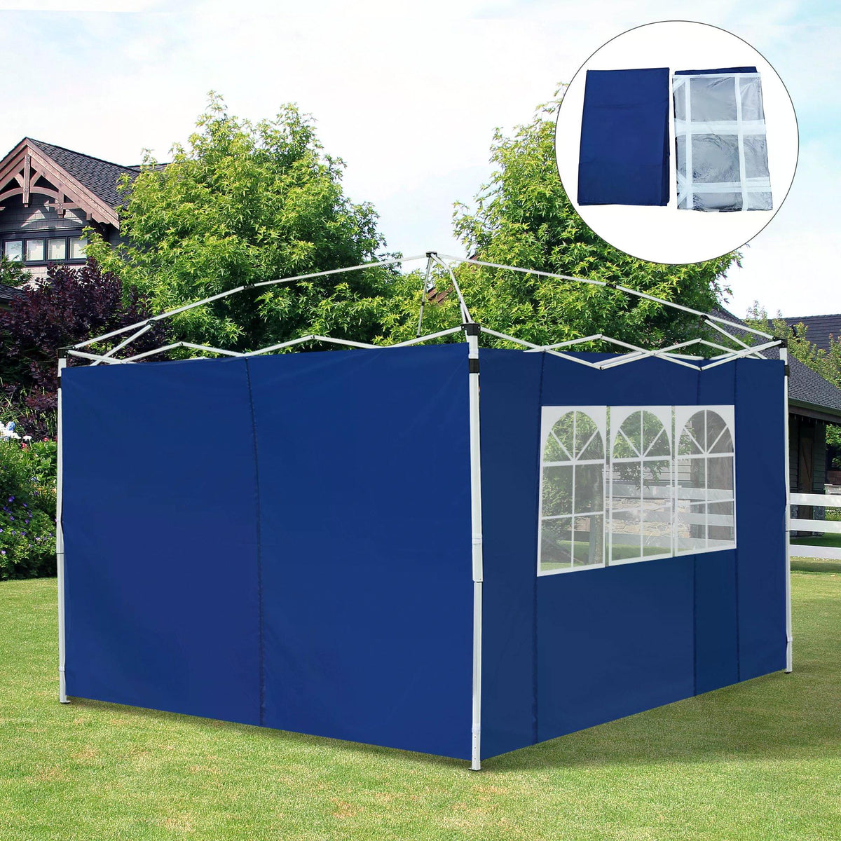 Outsunny 3m Gazebo with Exchangeable Side Panels, Window Feature, Outdoor Event Shelter, Blue