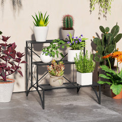 Kozy - Three-Tier Decorative Metal Plant Stand - Black