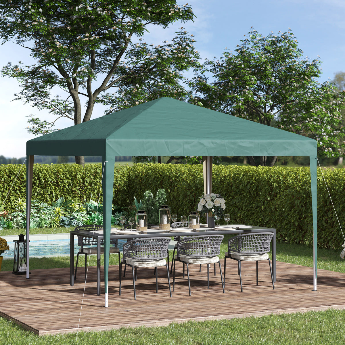 Outsunny Heavy Duty Garden Marquee, 3 x 3 Meter Party Tent with Folding Design, Wedding Canopy Rentals, Green