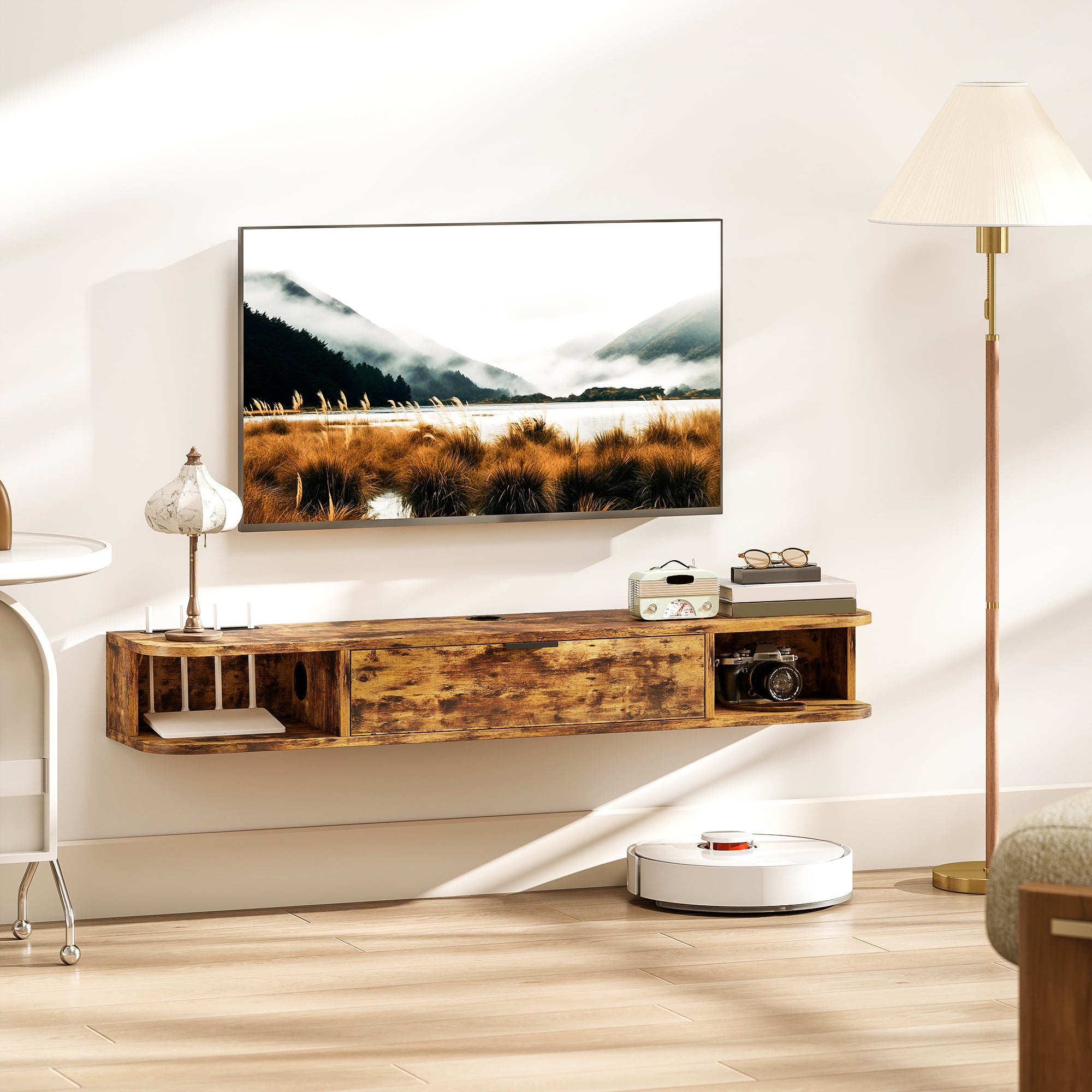 Kozy 120 cm Floating TV Unit for TVs up to 50 Inch - Rustic Brown