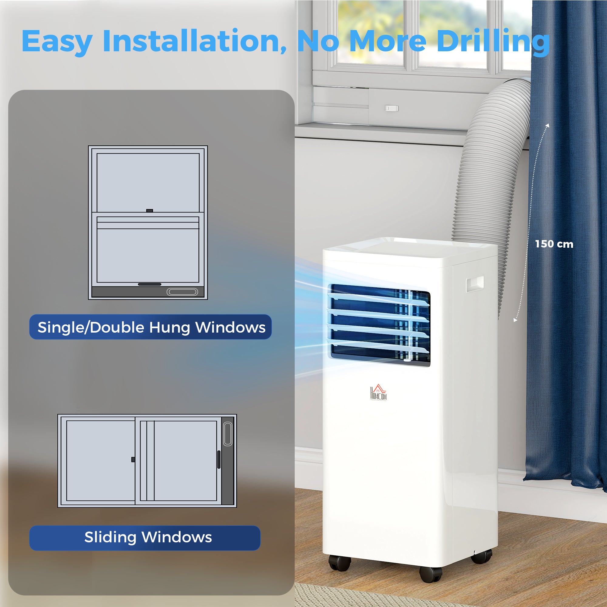 Kozy Portable Air Conditioner 5000 BTU, 4-in-1 Cooling, Dehumidifier, Fan, Sleep Mode, Air Conditioning Unit with Digital Display & Remote Control, 24H Timer, Window Venting Kit, for Room up to 18㎡