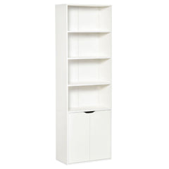 HOMCOM 2 Door 4 Shelves Tall Bookcase Modern Storage Cupboard Display Unit for Living Room Study Bedroom Home Office Furniture White | Aosom UK