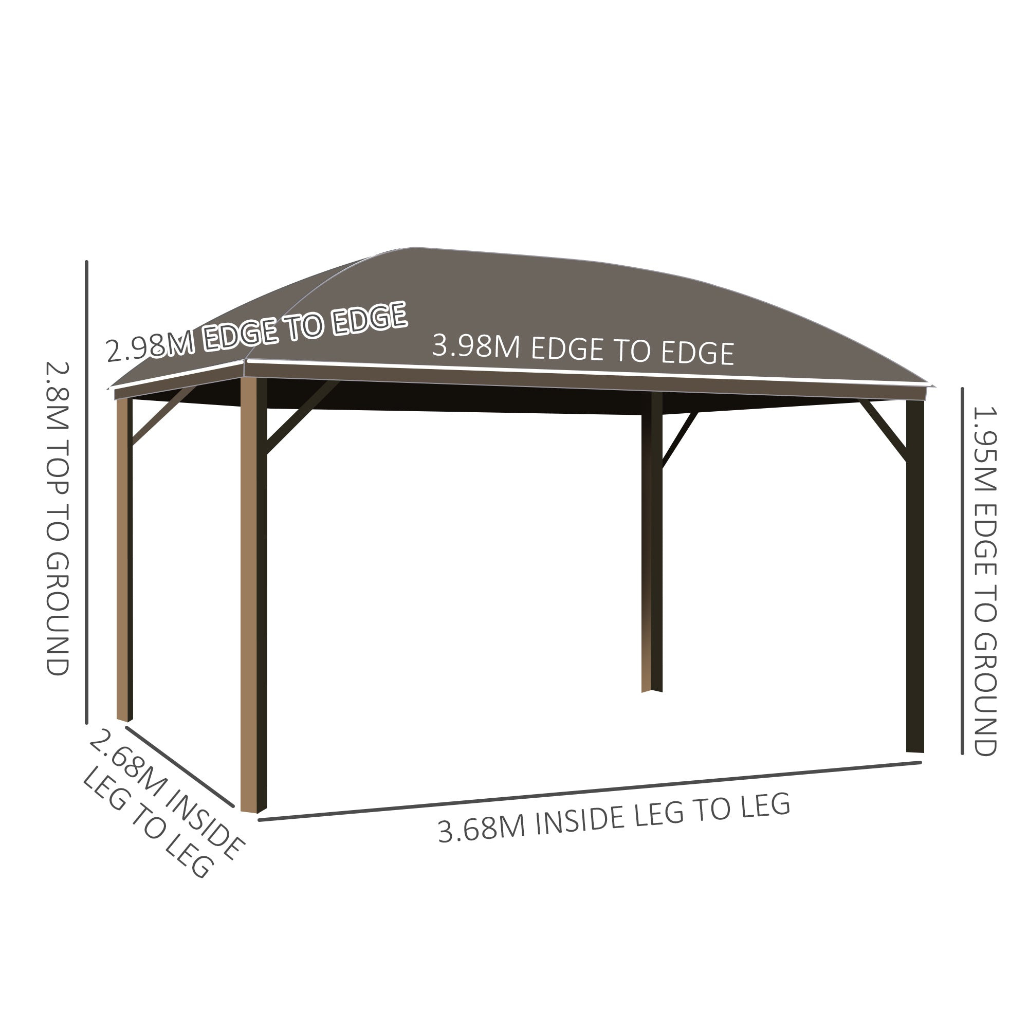 Outsunny 4 x 3(m) Patio Aluminium Gazebo Hardtop Metal Roof Canopy Party Tent Garden Outdoor Shelter with Mesh Curtains & Side Walls, Dark Grey