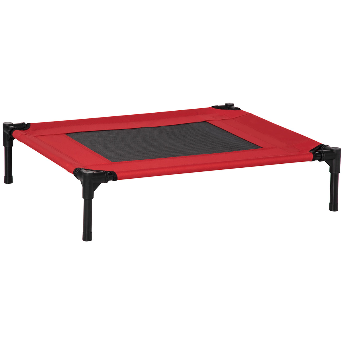 Kozy Raised Dog Bed Cat Elevated Lifted Portable Camping w/ Metal Frame Black and Red (Medium)
