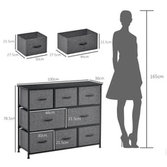 Kozy Chest of Drawers with 8 Foldable Drawers, 3-Tier Fabric Bedroom Dresser, Clothes Storage Unit for Bedroom Living Room, Dark Grey