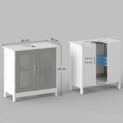 Kozy Modern Under Sink Cabinet with 2 Doors, Bathroom Vanity Unit, Pedestal Under Sink Design, Storage Cupboard with Adjustable Shelves, Grey