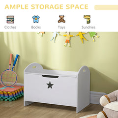 HOMCOM Children's Toy Storage Chest, MDF, Safety Hinge, Organiser for Kids Room, White