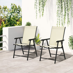 Kozy Set of Two Folding Garden Chairs - Beige