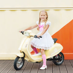 Kozy 24V Kids Electric Motorbike, Ride on Motorcycle with Manual Throttle, Brakes and LED Lights for Ages 8-12 Years, Beige