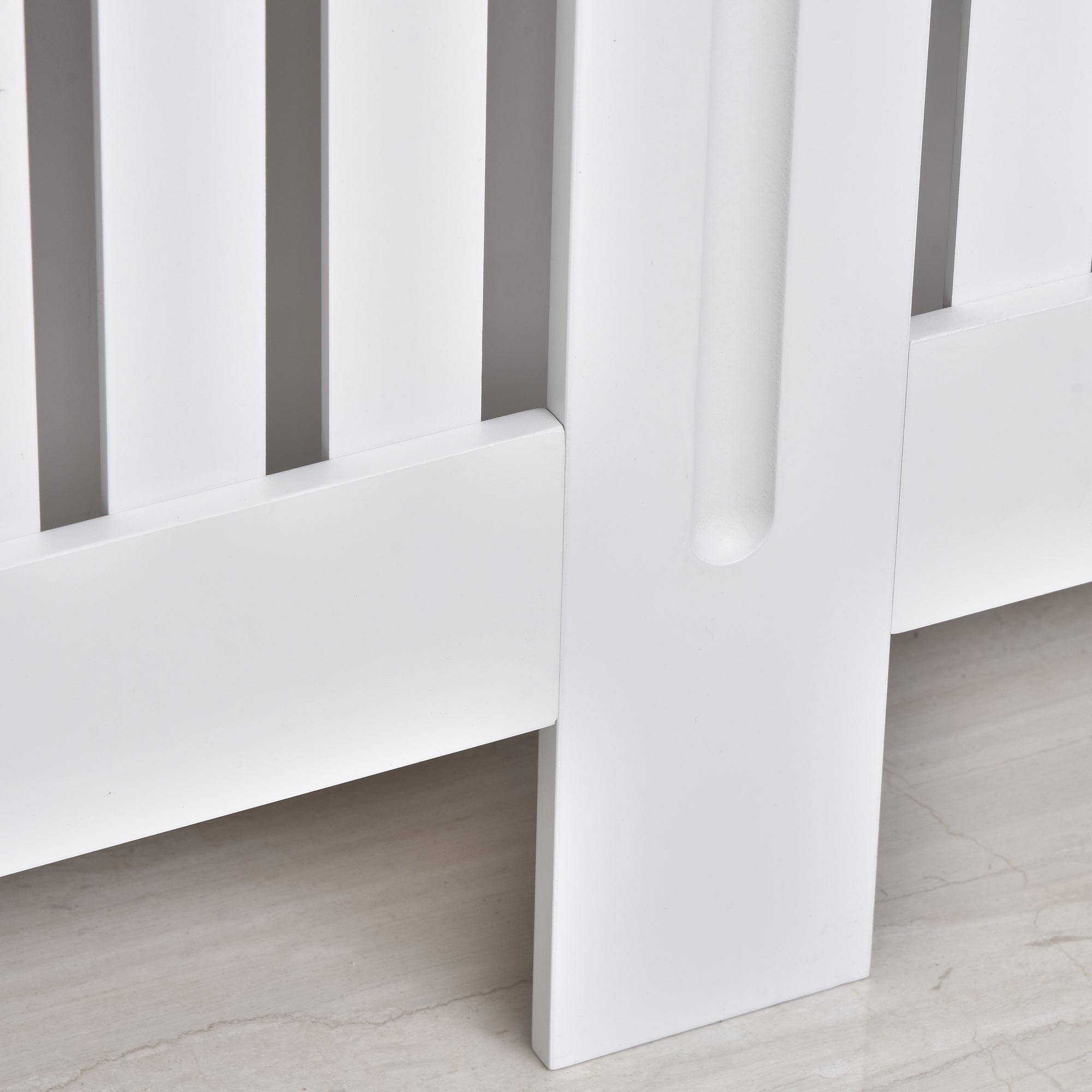 Kozy Slatted Radiator Cover Painted Cabinet MDF Lined Grill in White (152L x 19W x 81H cm)