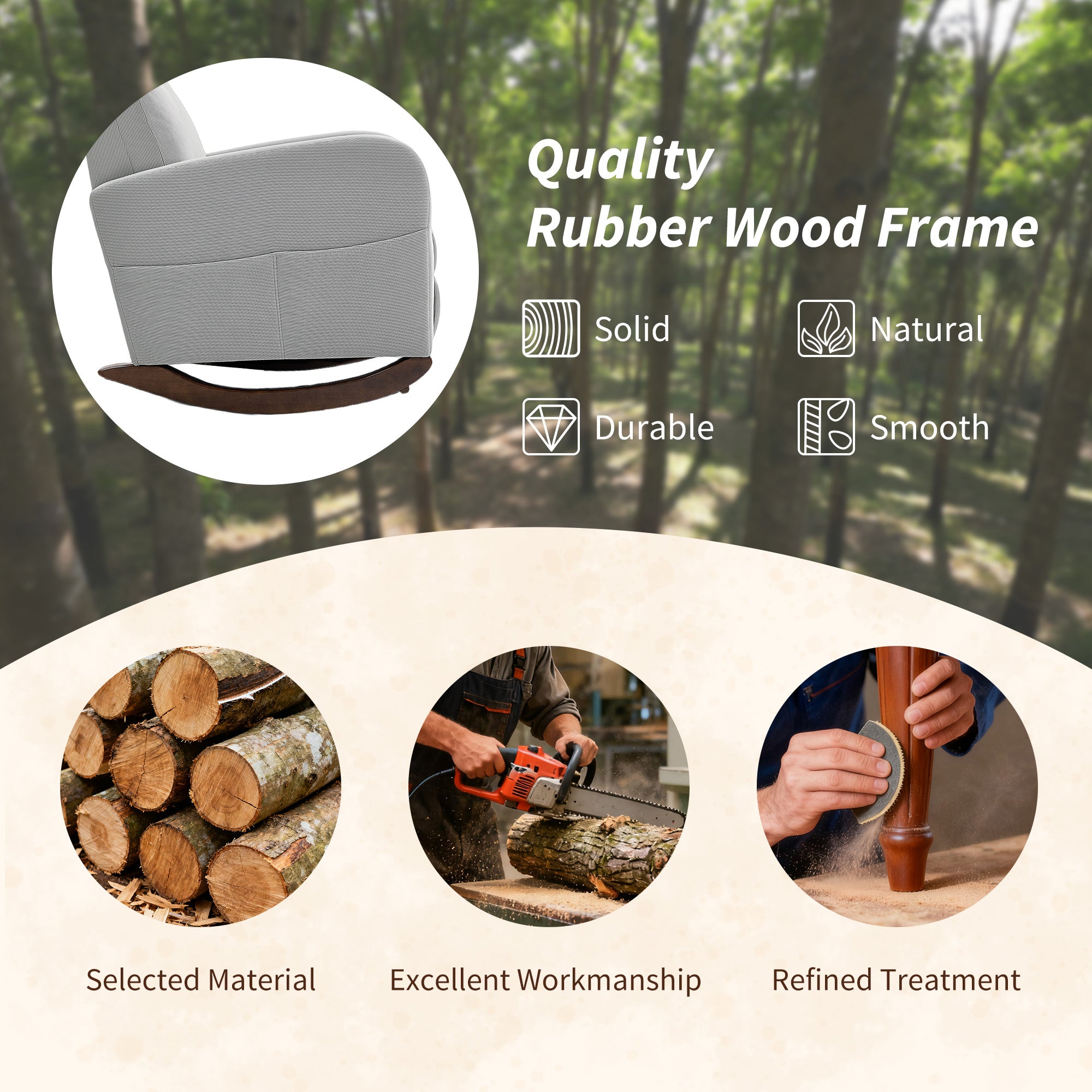 Kozy - Corduroy Rocking Armchair - Grey