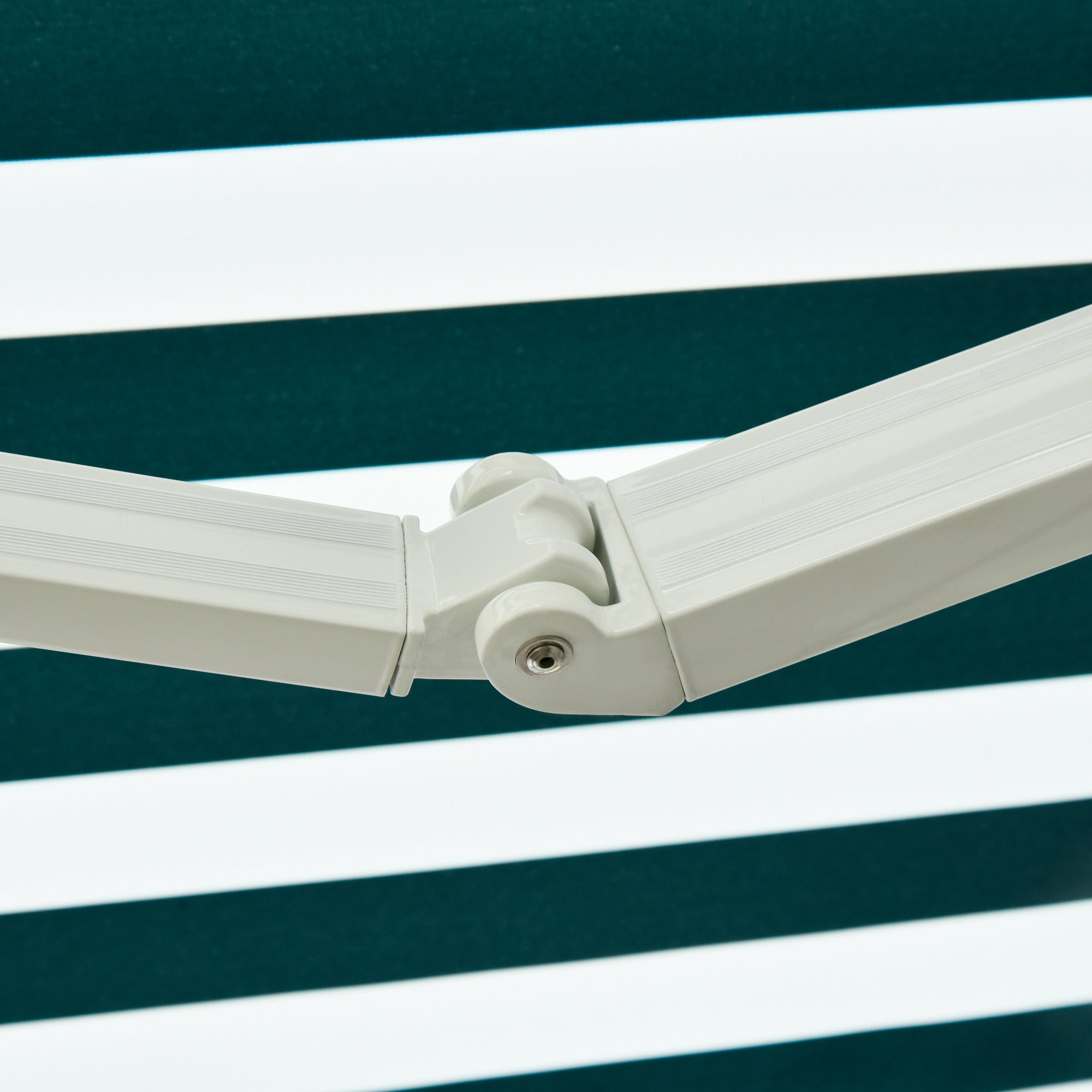 Kozy - Manual Retractable Awning, size (3.5m x2.5m)-Dark Green/White Stripes