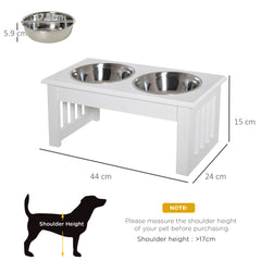 Pawhut Stainless Steel Pet Feeder, Durable & Easy to Clean, Ideal for Cats & Dogs, 43.7Lx24Wx15H cm, White