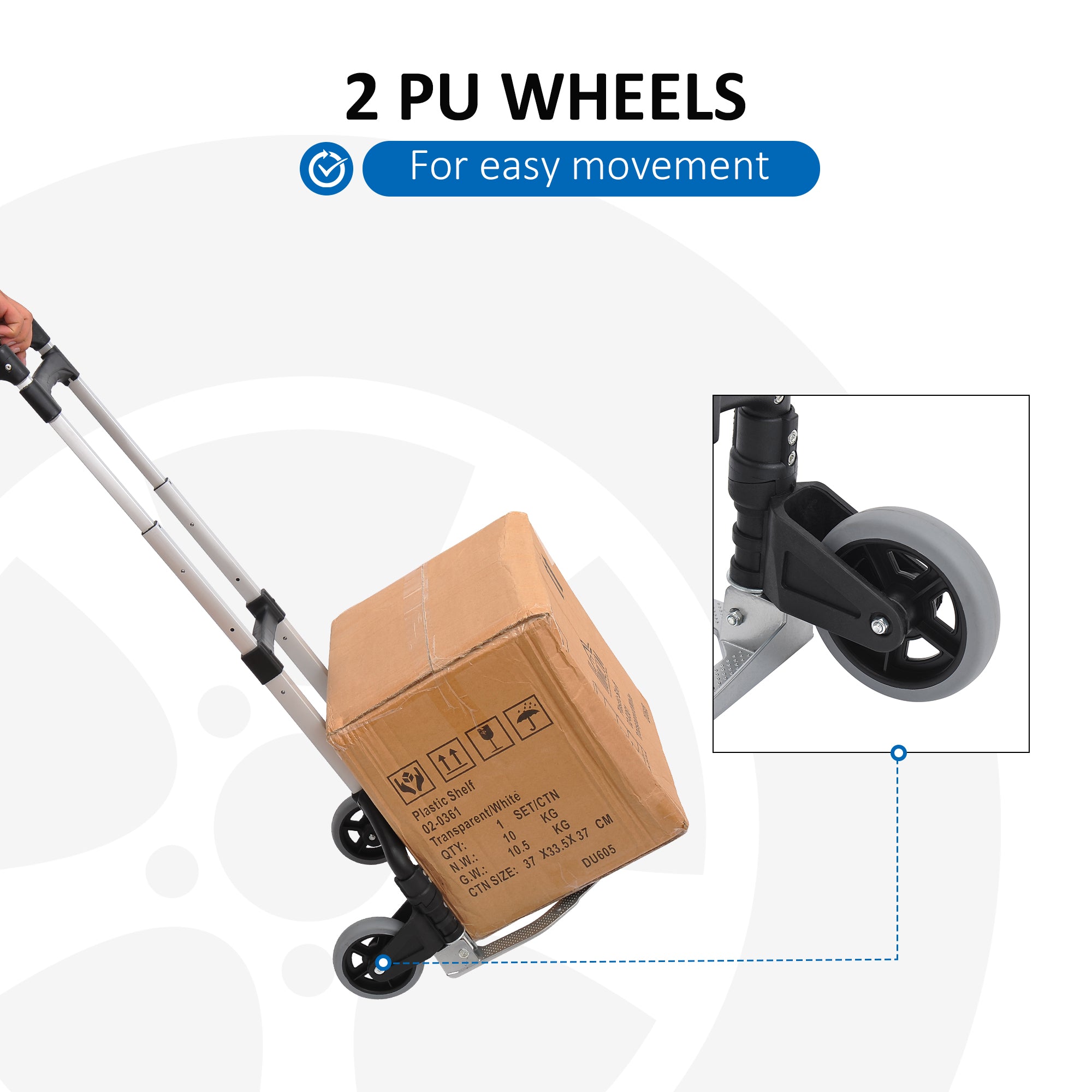 Kozy Aluminium Folding Hand Truck Trolley, Heavy Duty Foldable Sack Cart with Adjustable Telescoping Handle, 70KG Load Capacity