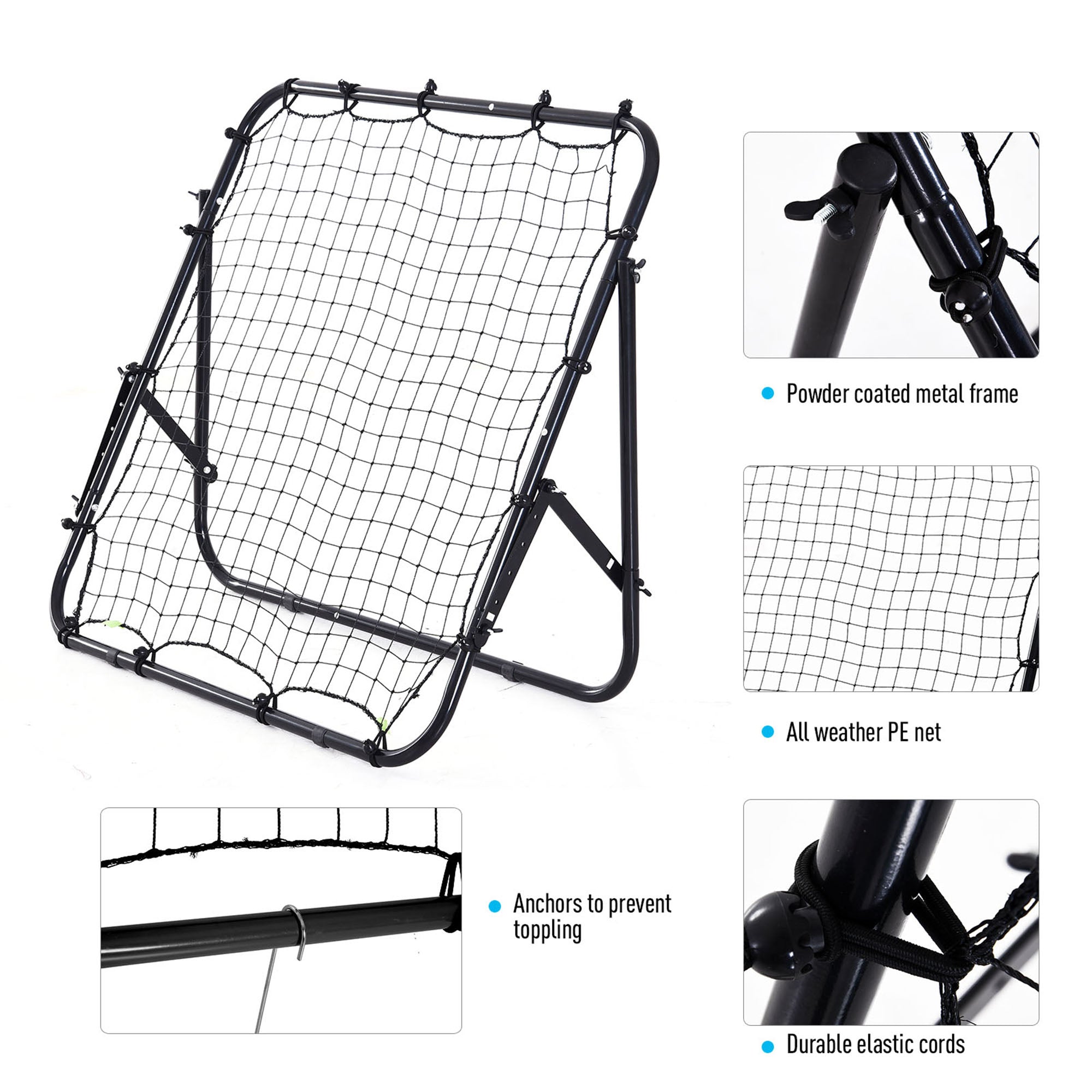 Kozy Adjustable Rebounder Net Kickback Target Goal for Teens Adults Training, Black