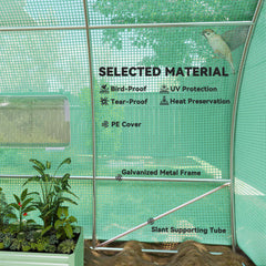 Kozy Large Polytunnel Walk In Greenhouse, Plant Gardening Tunnel Green House with Metal Hinged Door, Galvanised Steel Frame & Mesh Windows, Green (3 x 6 m)