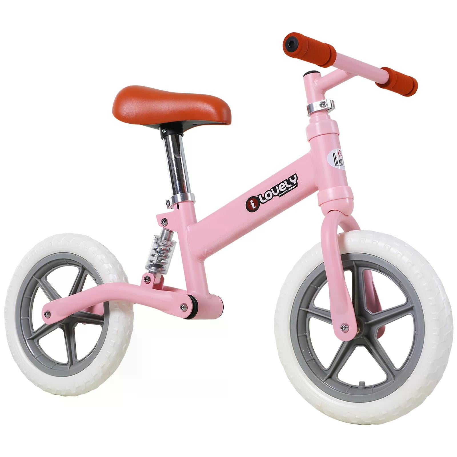 HOMCOM Balance Bike for Toddlers, No Pedal Training Bicycle for Walking Skills Development, Pink