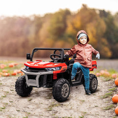 HOMCOM 12V Two-Seater Kids Electric Ride-On Car, with Electric Bucket, Remote Control - Red | Aosom UK