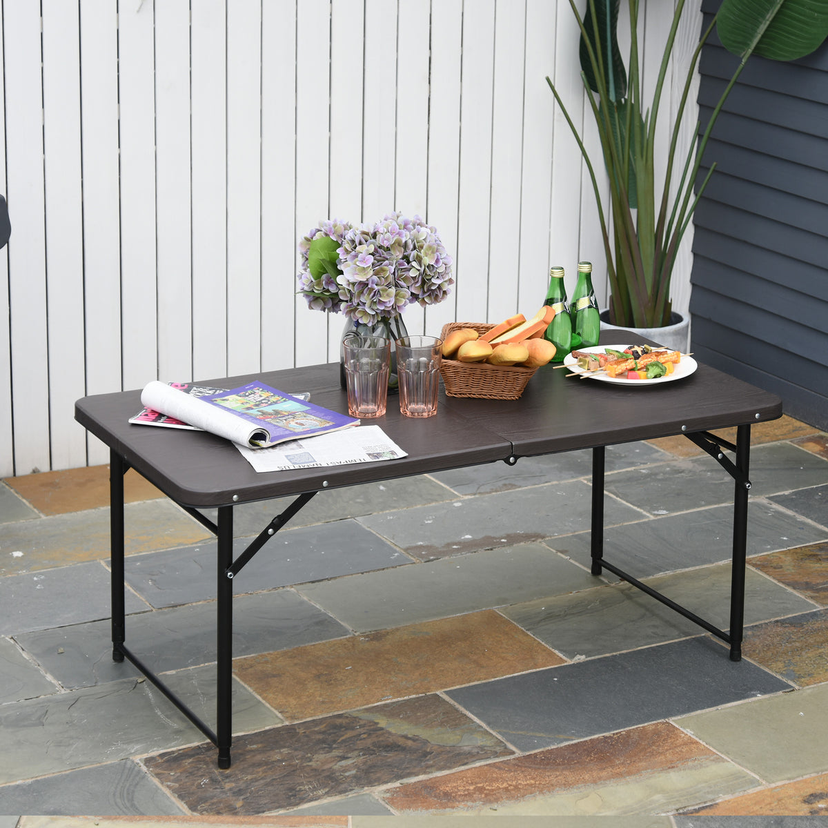 Outsunny 4FT Portable Metal Picnic Table