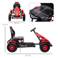 HOMCOM Go Kart for Kids, Pedal Powered Ride On, Adjustable Seat, Pneumatic Tyres, Handbrake, for 5-12 Years, Red | Aosom UK