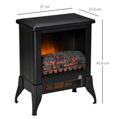 Kozy Electric Fireplace Stove, Free standing Fireplace Heater with Realistic Flame Effect, Adjustable Temperature and Overheat Protection, Black